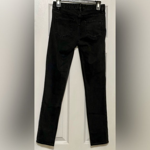 TORY BURCH JEANS, BLACK SIZE: 2, MEASUREMENTS: WAIST: 13”, INSEAM: 28, RISE: 9”. - Picture 3 of 12